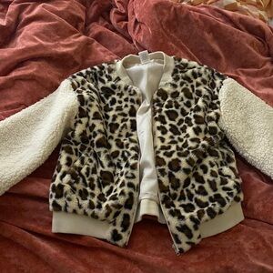 Fuzzy cheetah print bomber jacket!